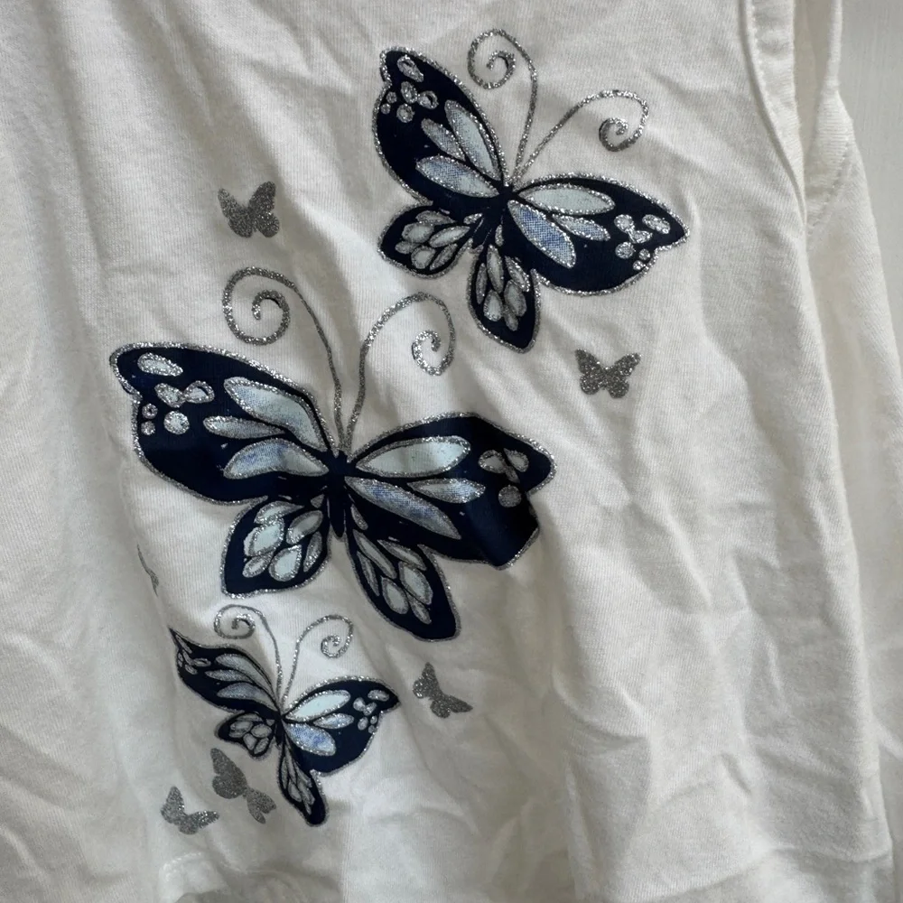 NWOT The Children's Place 2T Girls White & Blue Butterfly Camisole Blouse